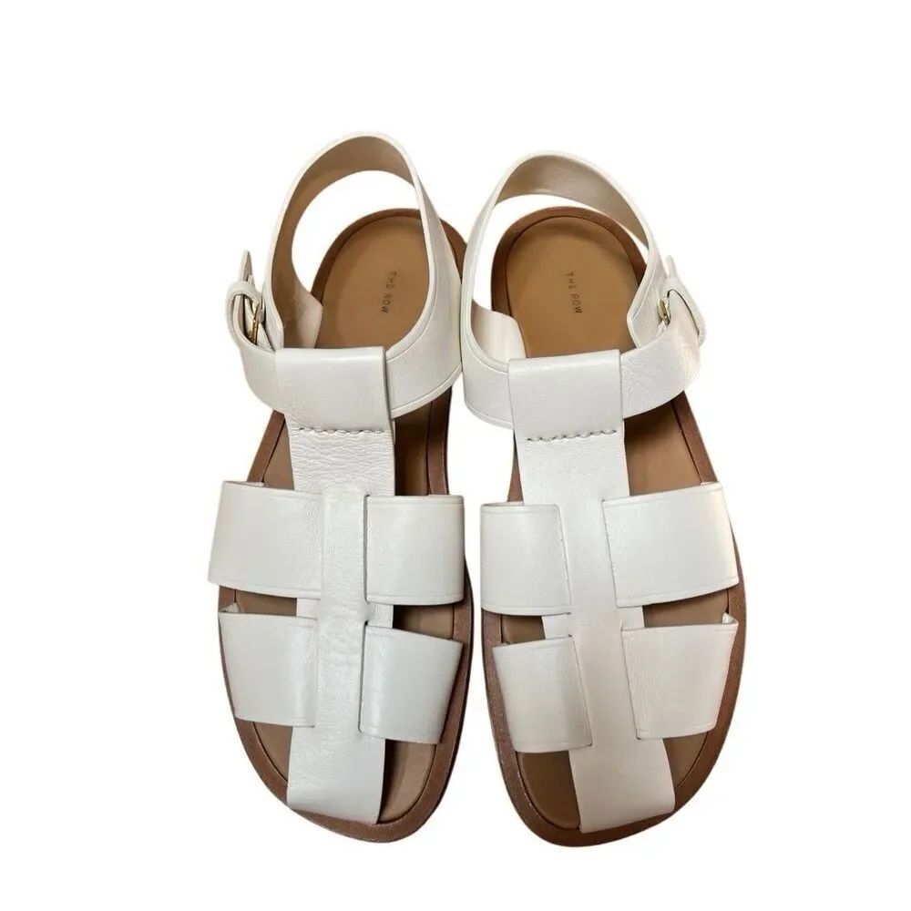The Row Women's Fisherman Woven Leather Sandals White EU 41 US 11 - Picture 6 of 13